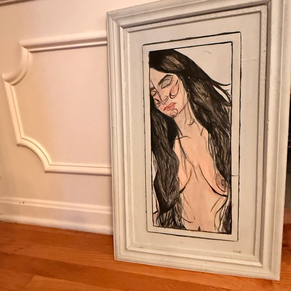 Other - Vintage Nude Drawing with Black and White Tones
